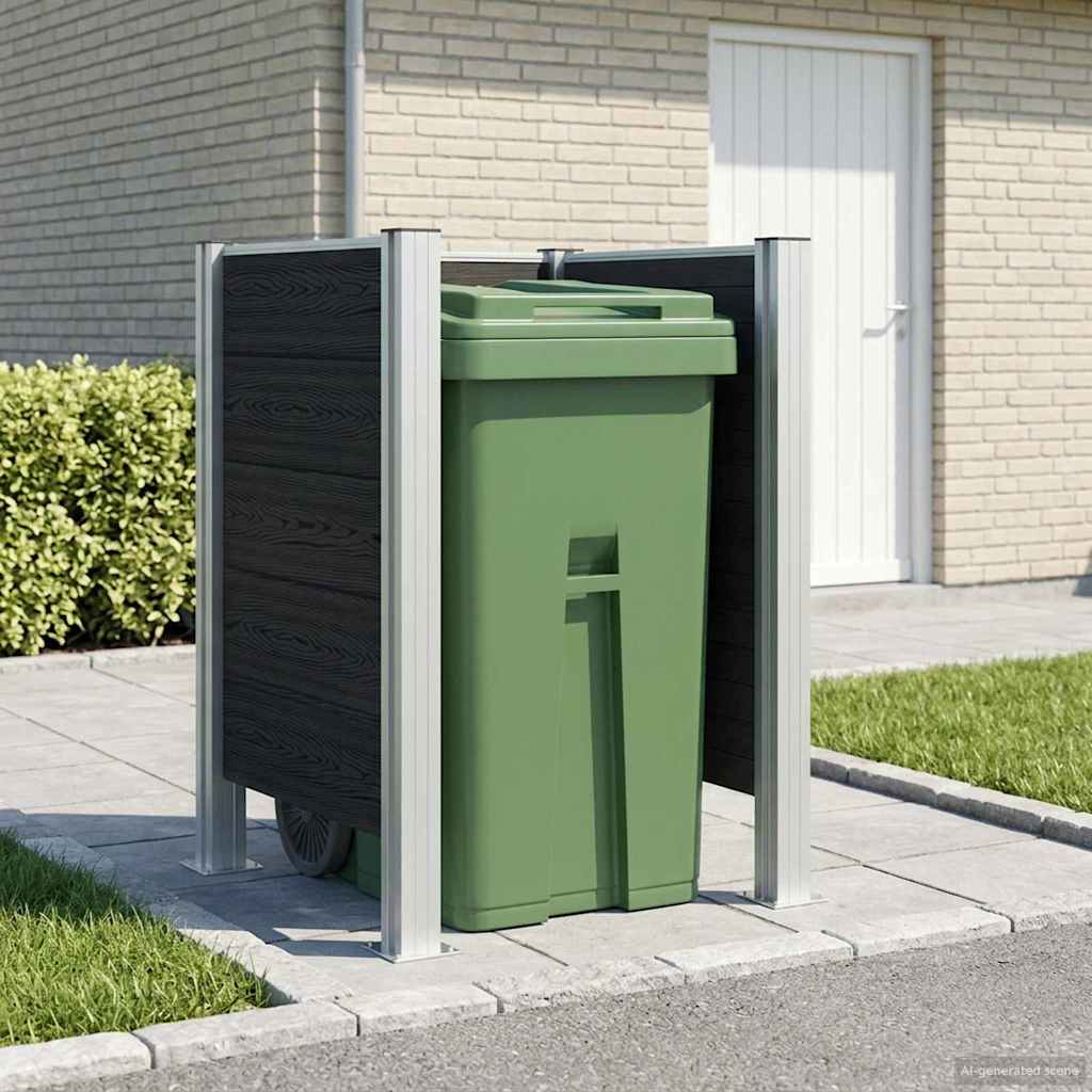 vidaXL Garbage Bin Fence Grey 85 x 85 x 115 cm Aluminium and WPC 1