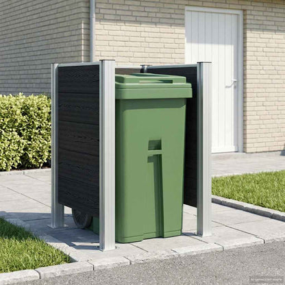 vidaXL Garbage Bin Fence Grey 85 x 85 x 115 cm Aluminium and WPC 1