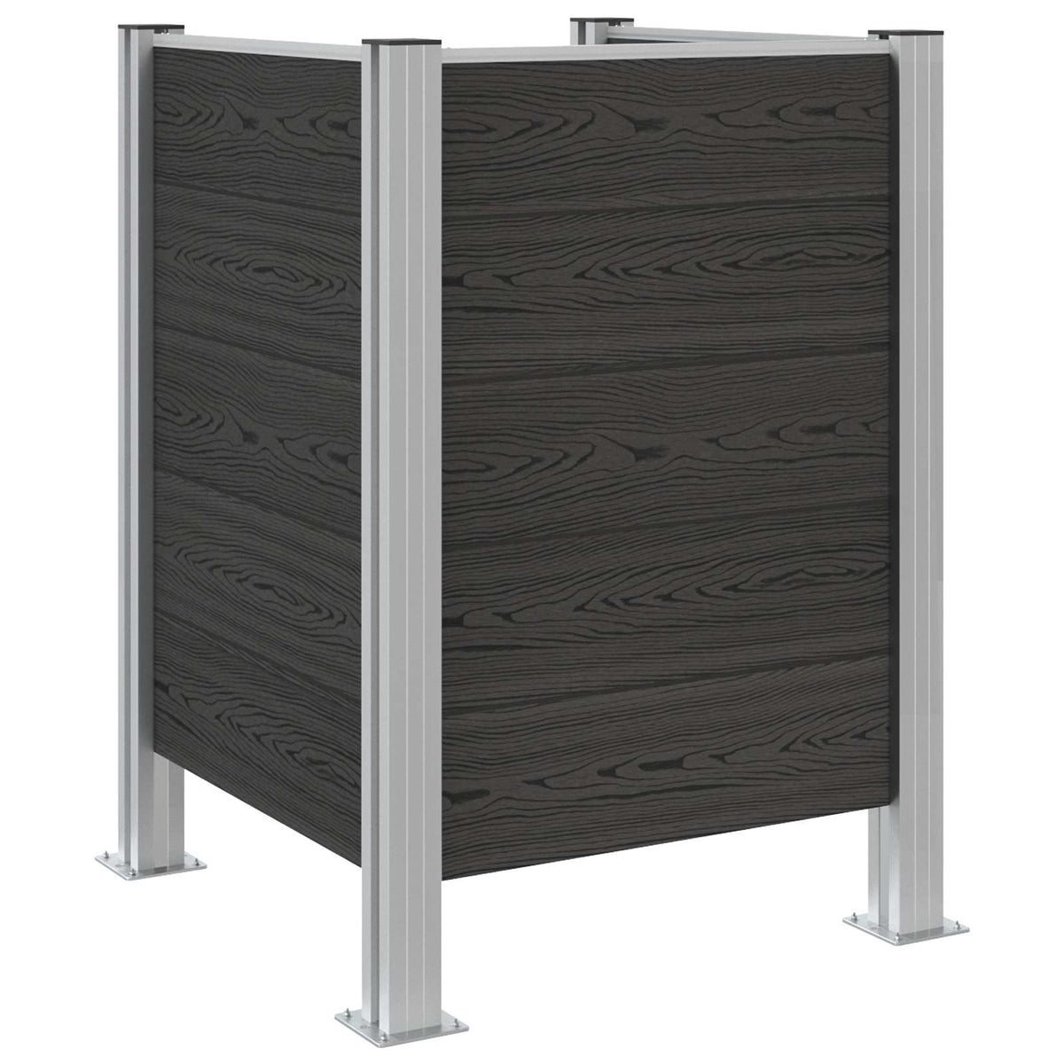 vidaXL Garbage Bin Fence Grey 85 x 85 x 115 cm Aluminium and WPC 2