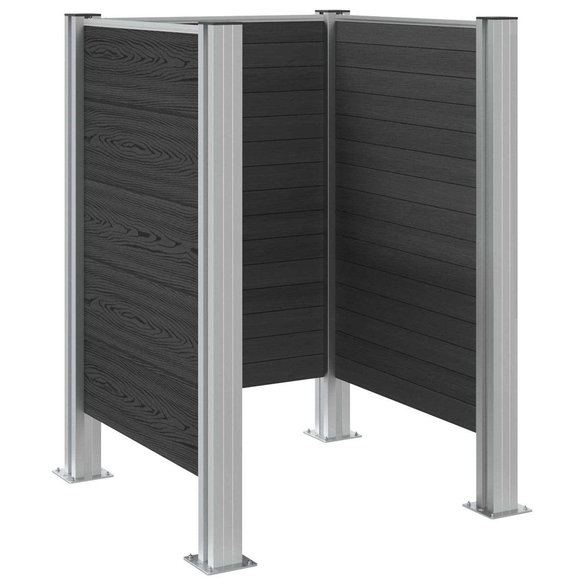 vidaXL Garbage Bin Fence Grey 85 x 85 x 115 cm Aluminium and WPC 6