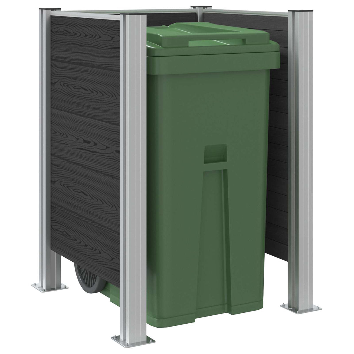 vidaXL Garbage Bin Fence Grey 85 x 85 x 115 cm Aluminium and WPC 3