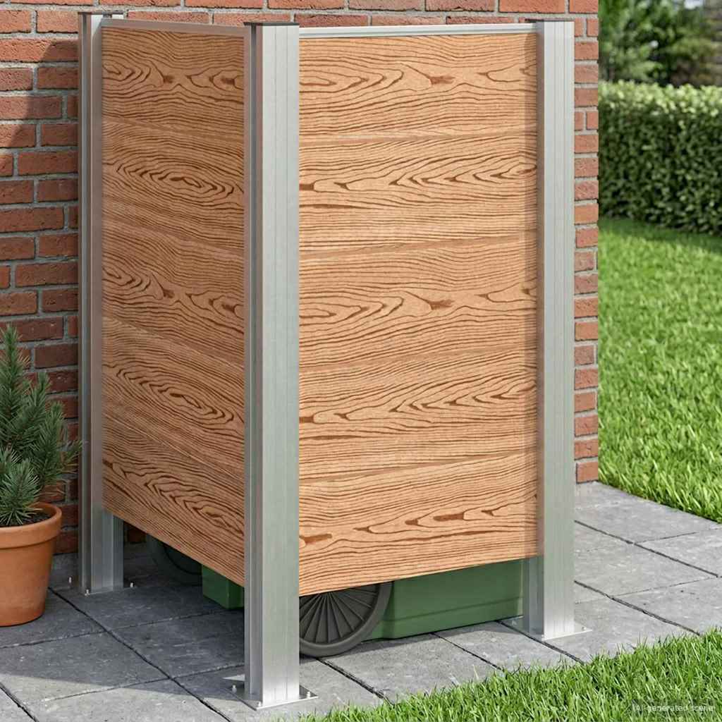 vidaXL Garbage Bin Fence 85 x 85 x 115 cm Aluminium and WPC