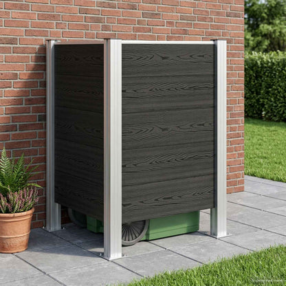 vidaXL Garbage Bin Fence Grey 85 x 85 x 115 cm Aluminium and WPC 1