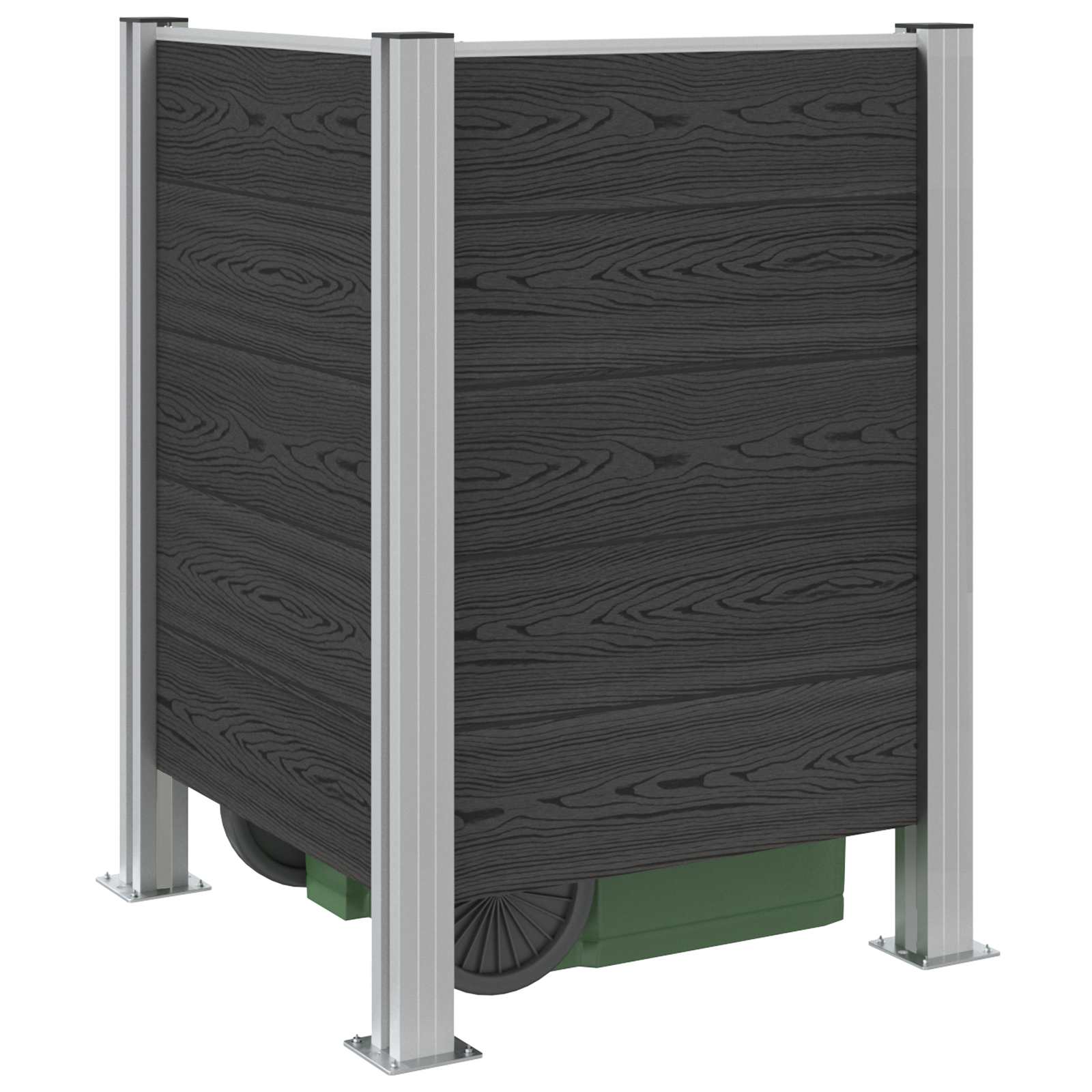 vidaXL Garbage Bin Fence Grey 85 x 85 x 115 cm Aluminium and WPC 3
