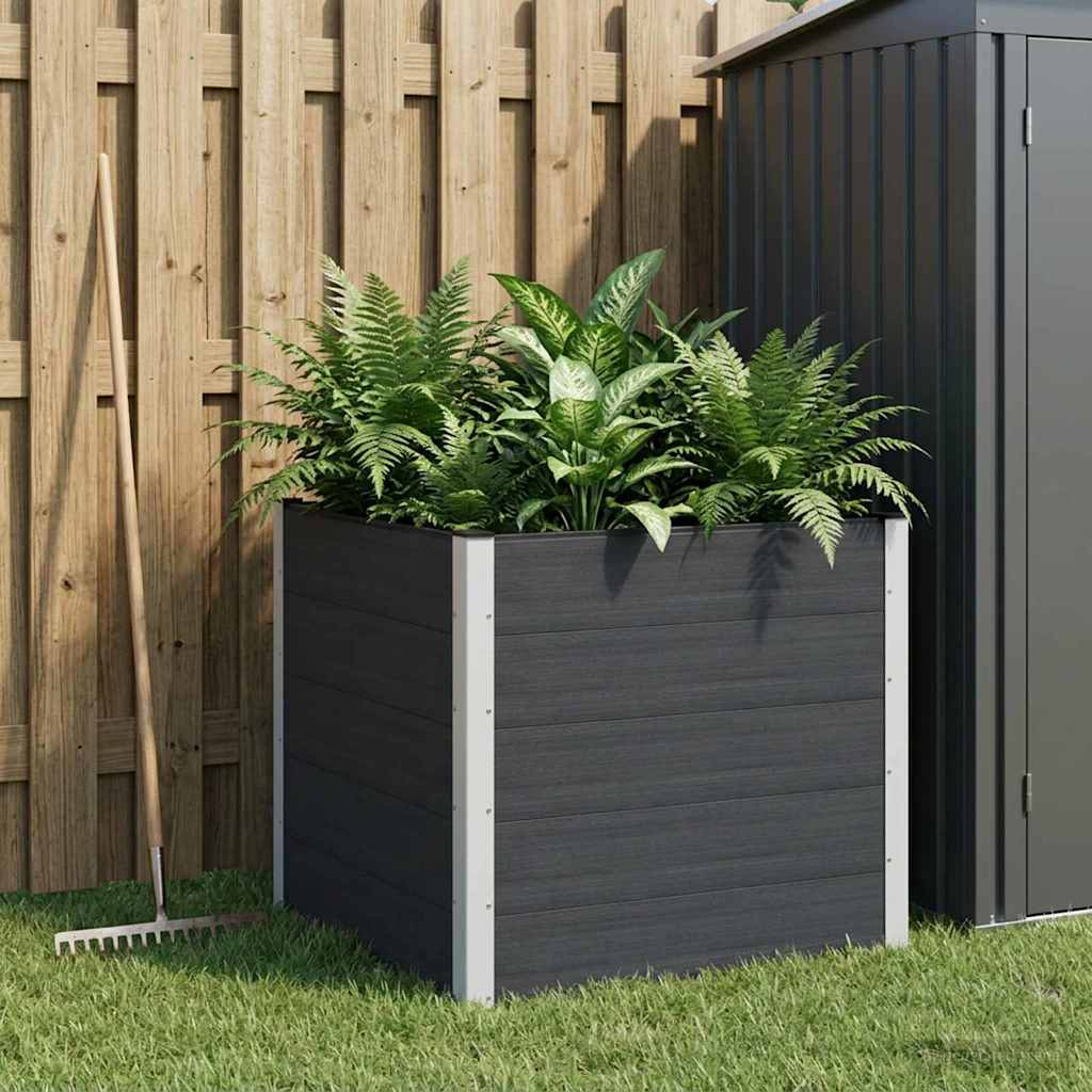 vidaXL Garden Raised Bed Black 100 x 100 x 91 cm WPC and Aluminium 1