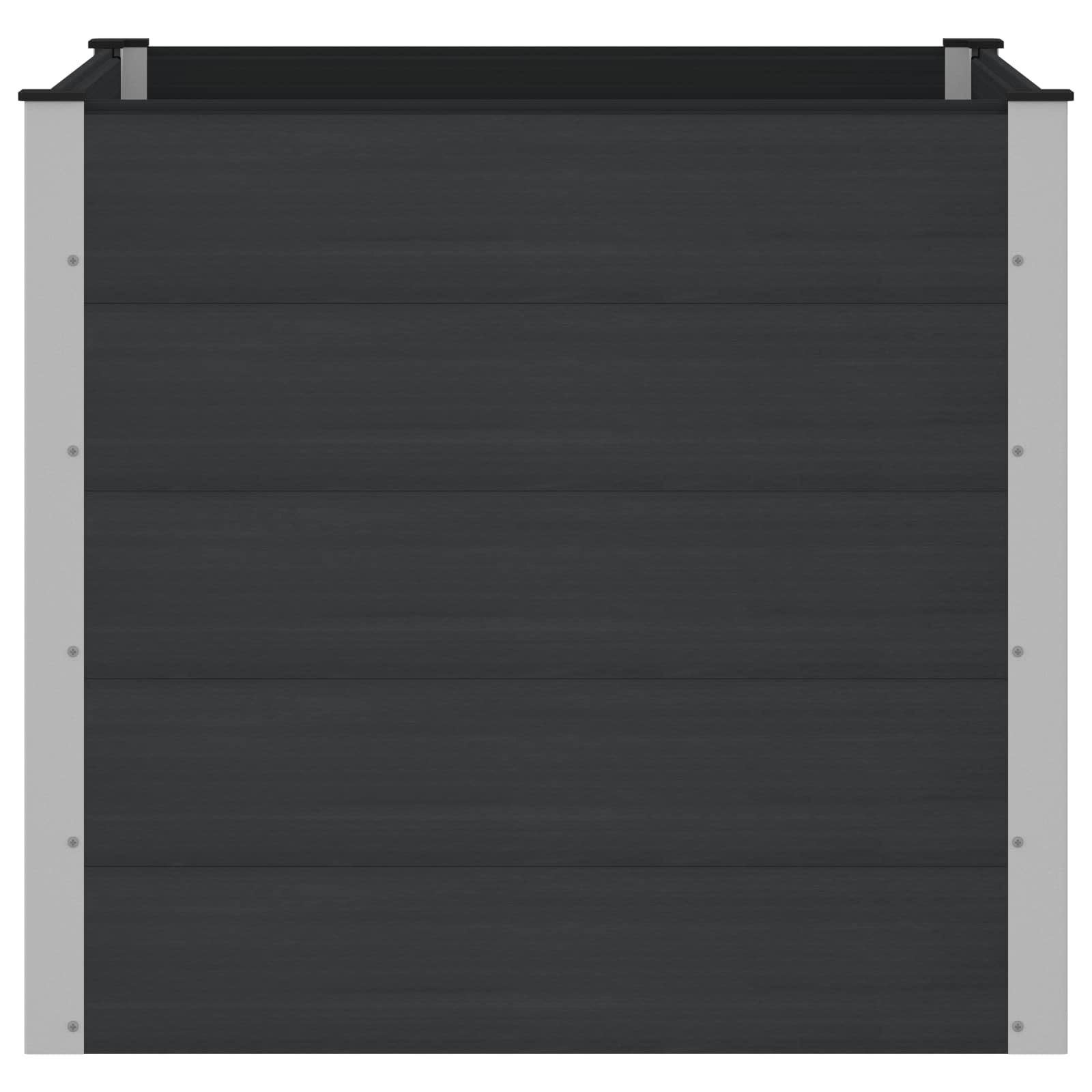 vidaXL Garden Raised Bed Black 100 x 100 x 91 cm WPC and Aluminium 4