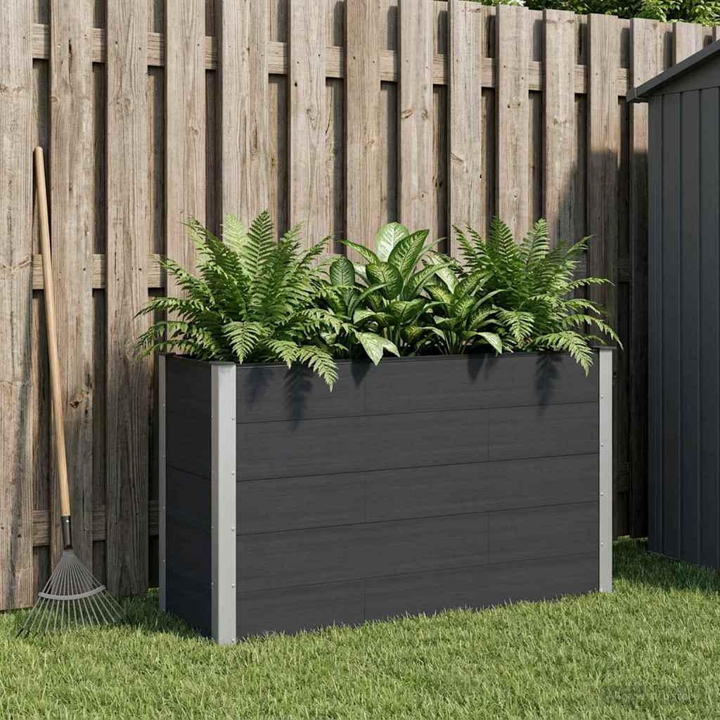 vidaXL Garden Raised Bed Black 150 x 50 x 91 cm WPC and Aluminium 1