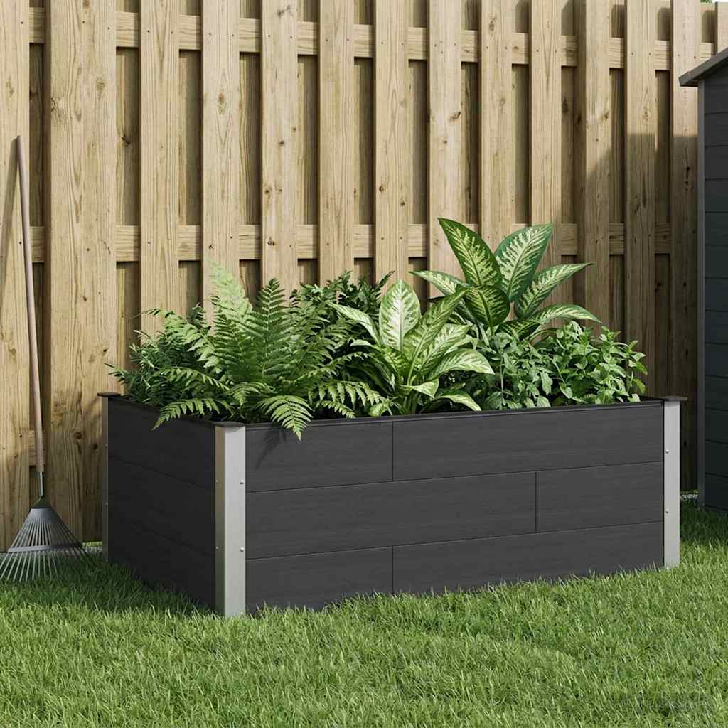 Garden Raised Bed WPC and Aluminium Black Depth 100 cm 150 cm 54 cm