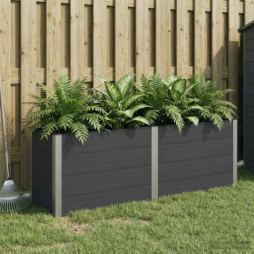 vidaXL Garden Raised Bed Black 200 x 50 x 91 cm WPC and Aluminium 1