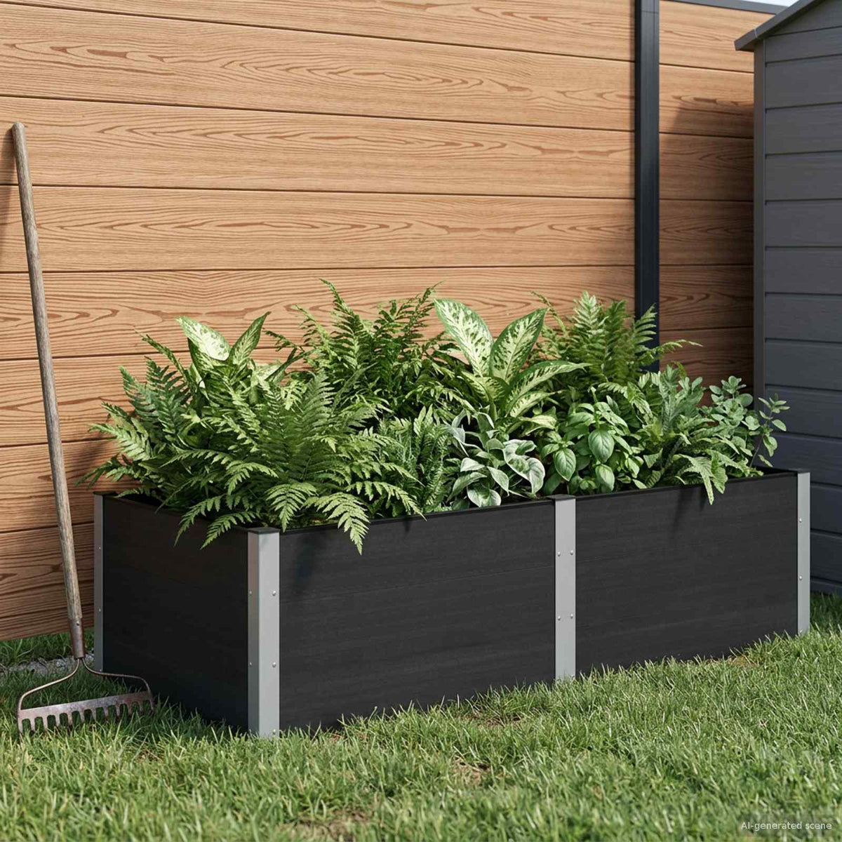 vidaXL Garden Raised Bed Black 200 x 100 x 54 cm WPC and Aluminium 1