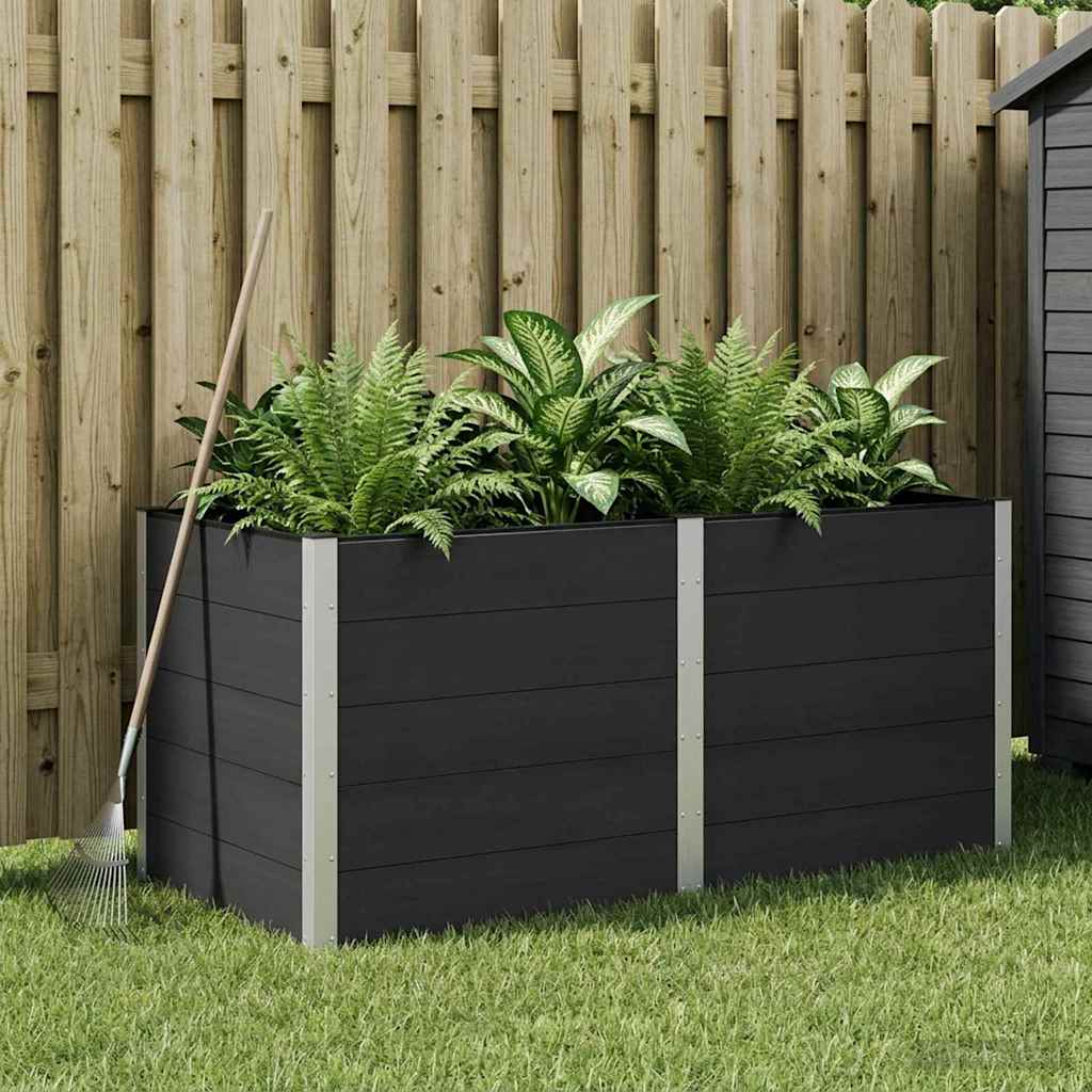 vidaXL Garden Raised Bed WPC and Aluminium Black Depth 100 cm