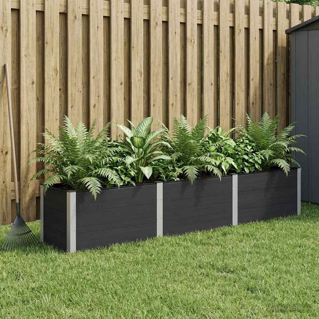 vidaXL Garden Raised Bed Black 300 x 50 x 54 cm WPC and Aluminium 1