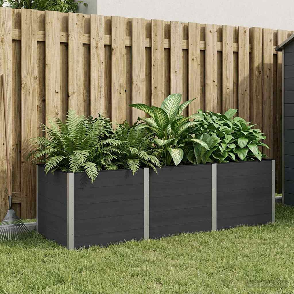 vidaXL Garden Raised Bed WPC and Aluminium Black Depth 100 cm