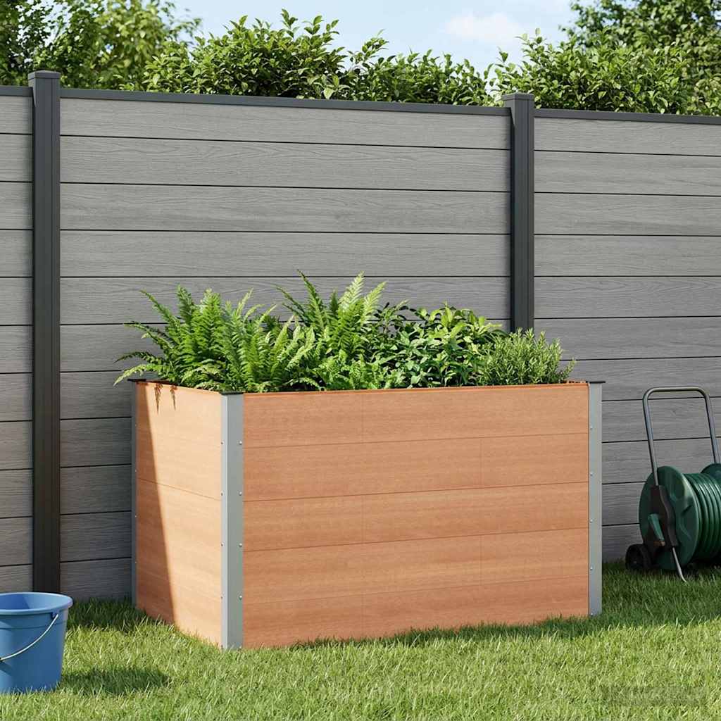 vidaXL Garden Raised Bed Brown 150 x 100 x 91 cm WPC and Aluminium 1