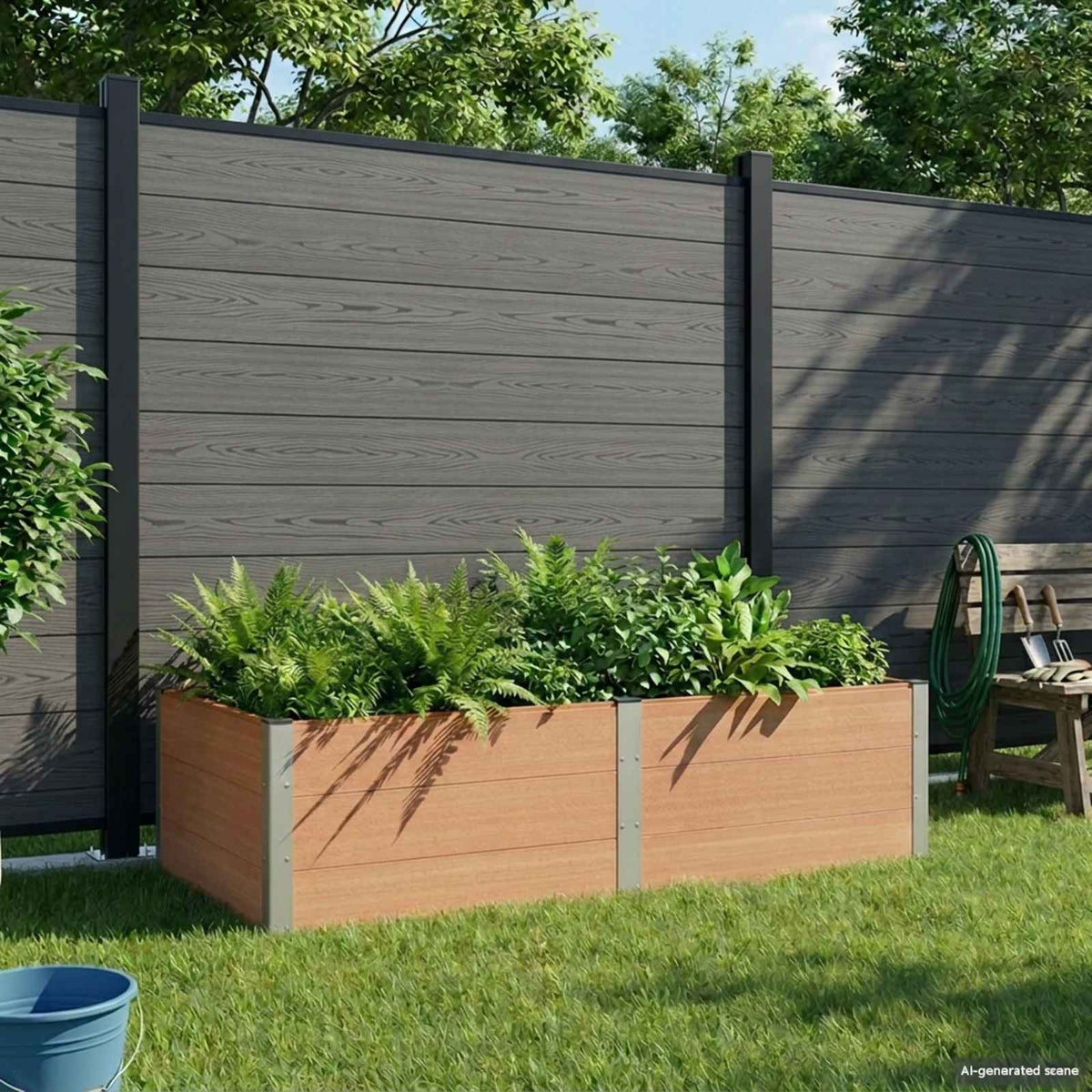 vidaXL Garden Raised Bed Brown 200 x 100 x 54 cm WPC and Aluminium 1
