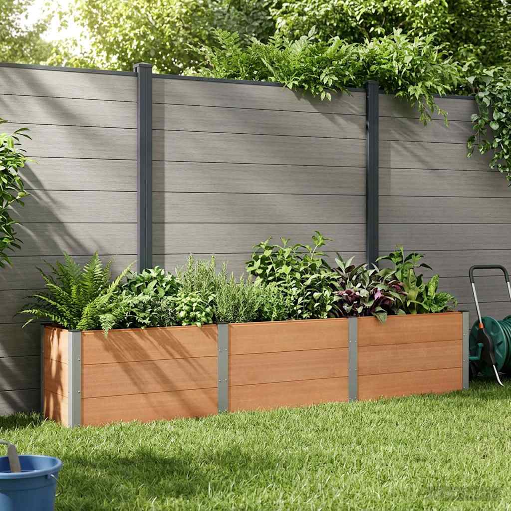 vidaXL Garden Raised Bed Brown 300 x 50 x 54 cm WPC and Aluminium 1