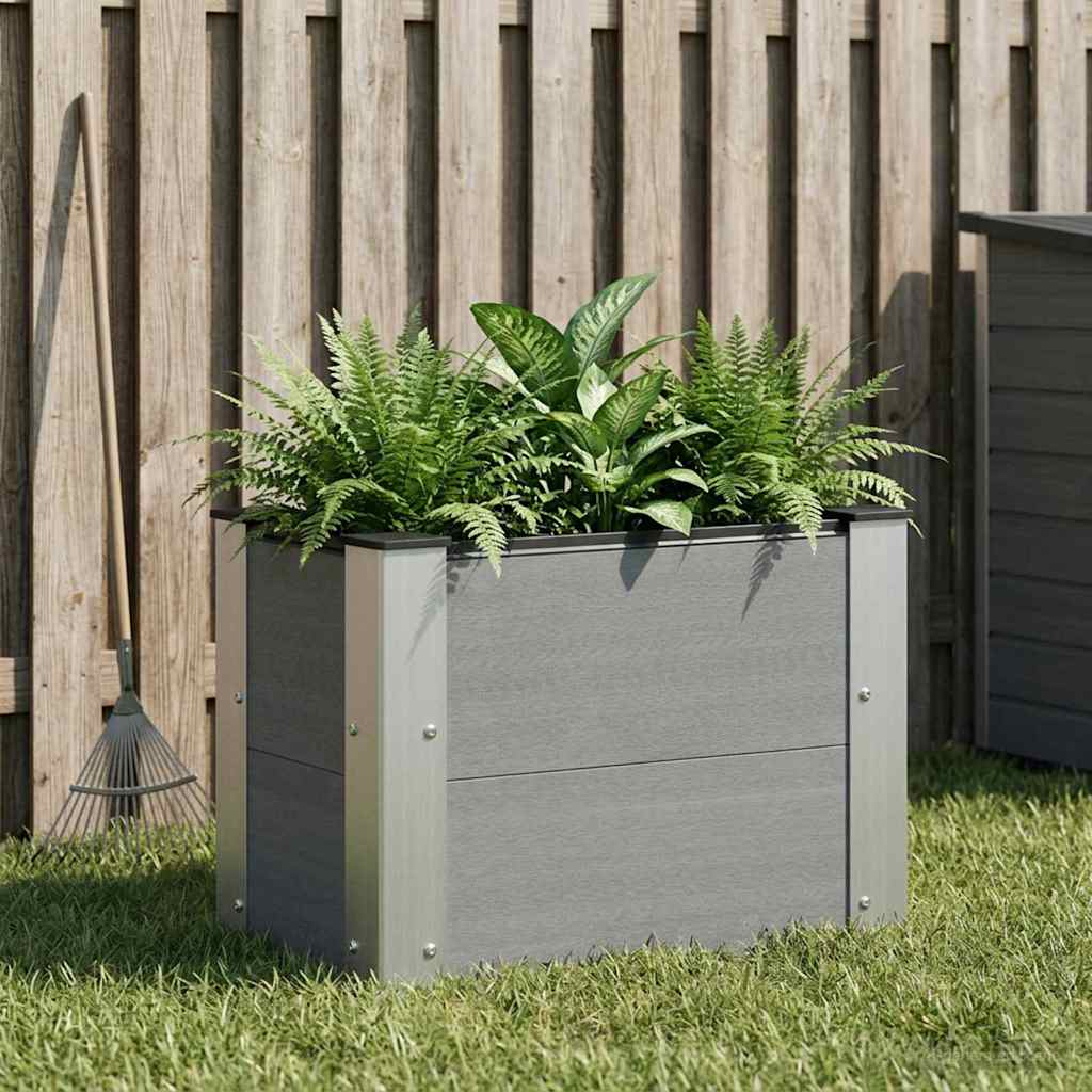 Garden Raised Bed WPC and Aluminium Grey Depth 30 cm 50 cm 36 cm