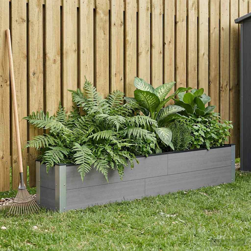 Garden Raised Bed WPC and Aluminium Grey Depth 30 cm 200 cm 36 cm