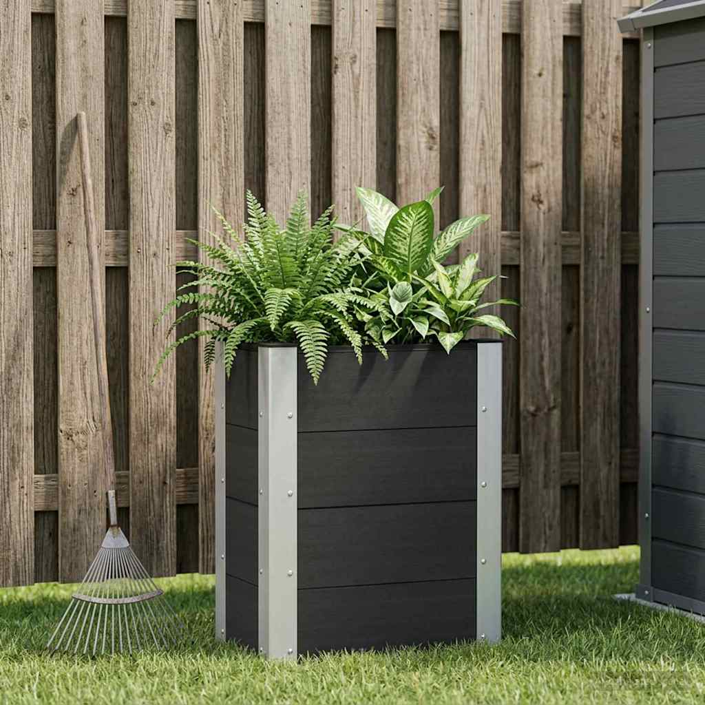 Garden Raised Bed WPC and Aluminium Black Depth 30 cm 50 cm 72 cm