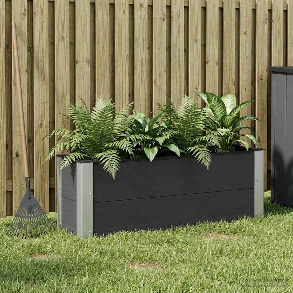 Garden Raised Bed WPC and Aluminium Black Depth 30 cm 100 cm 36 cm
