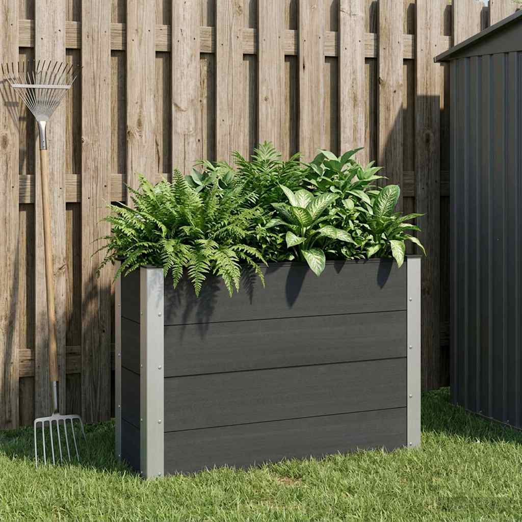 Garden Raised Bed WPC and Aluminium Black Depth 30 cm 100 cm 72 cm