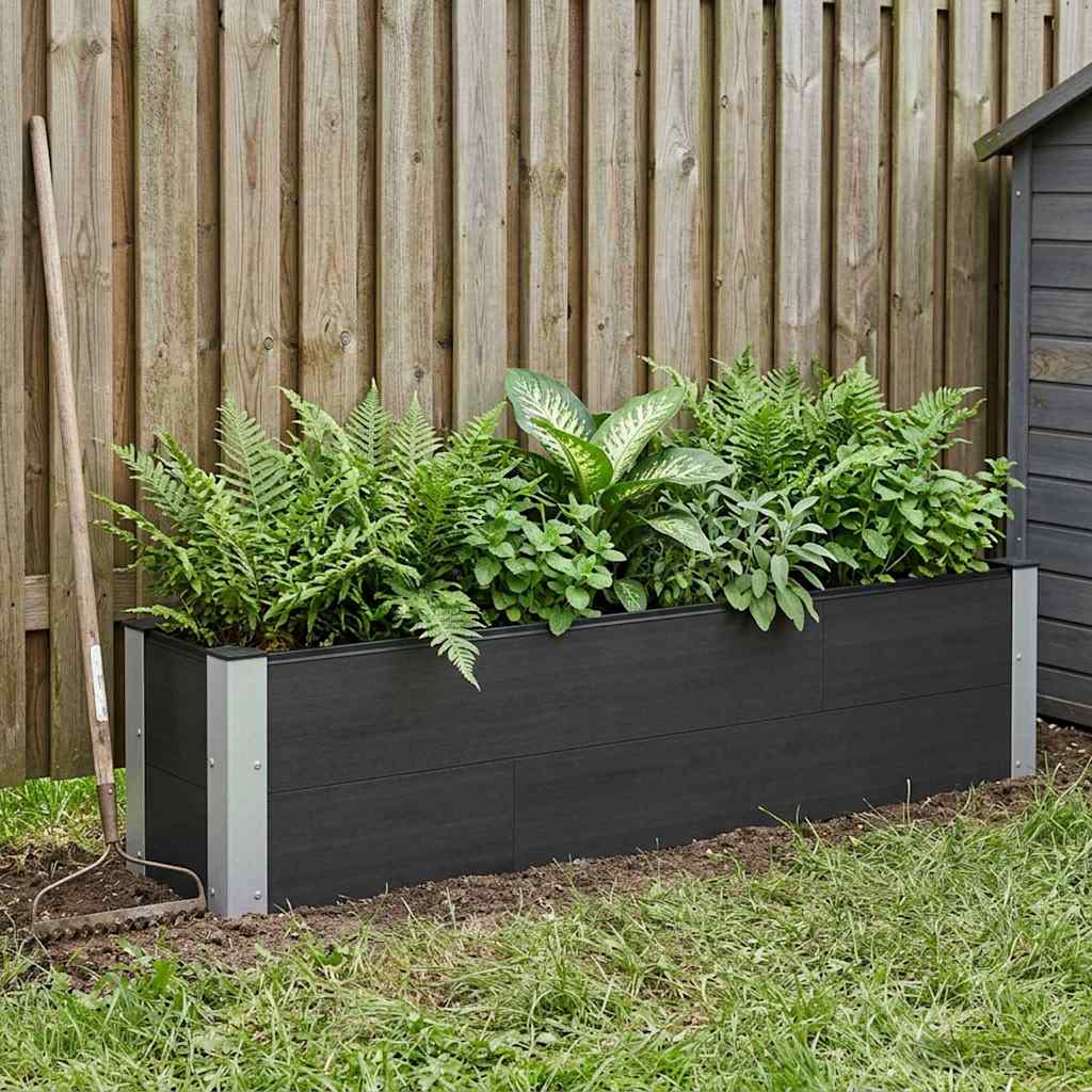 Garden Raised Bed WPC and Aluminium Black Depth 30 cm 150 cm 36 cm