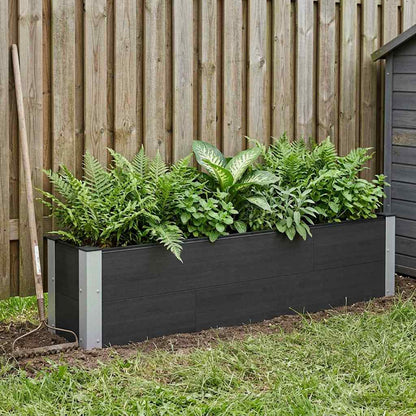 Garden Raised Bed WPC and Aluminium Black Depth 30 cm 150 cm 36 cm