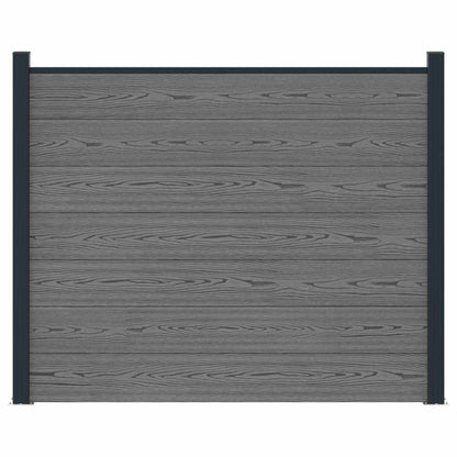 Fence Panel WPC 180x146 cm Grey 1 section with 2 posts (dark grey post)