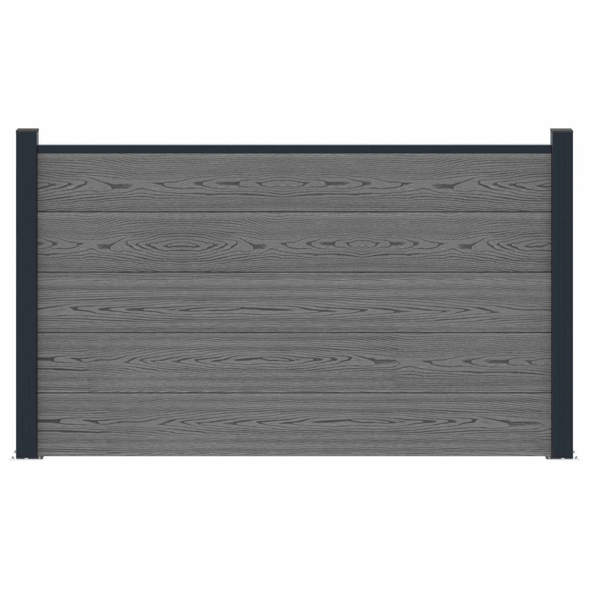 Garden Fence WPC 353x106 cm Grey 1 section with 2 posts (dark grey post)