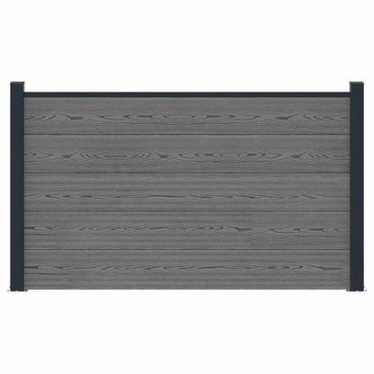 Garden Fence WPC 353x106 cm Grey 1 section with 2 posts (dark grey post)