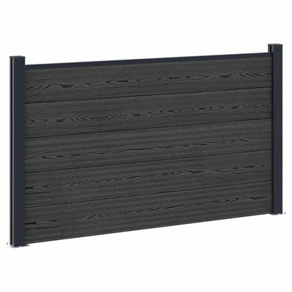 Fence Panel WPC 180x105 cm Black 1 section with 2 posts (dark grey post)
