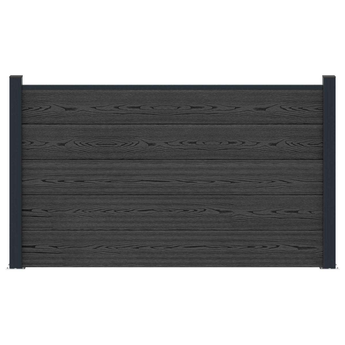 Fence Panel WPC 180x105 cm Black 1 section with 2 posts (dark grey post)