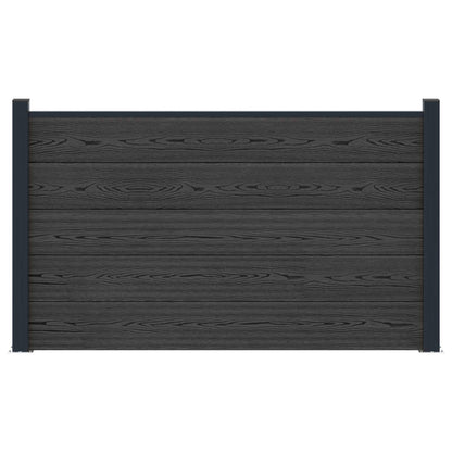 Fence Panel WPC 180x105 cm Black 1 section with 2 posts (dark grey post)