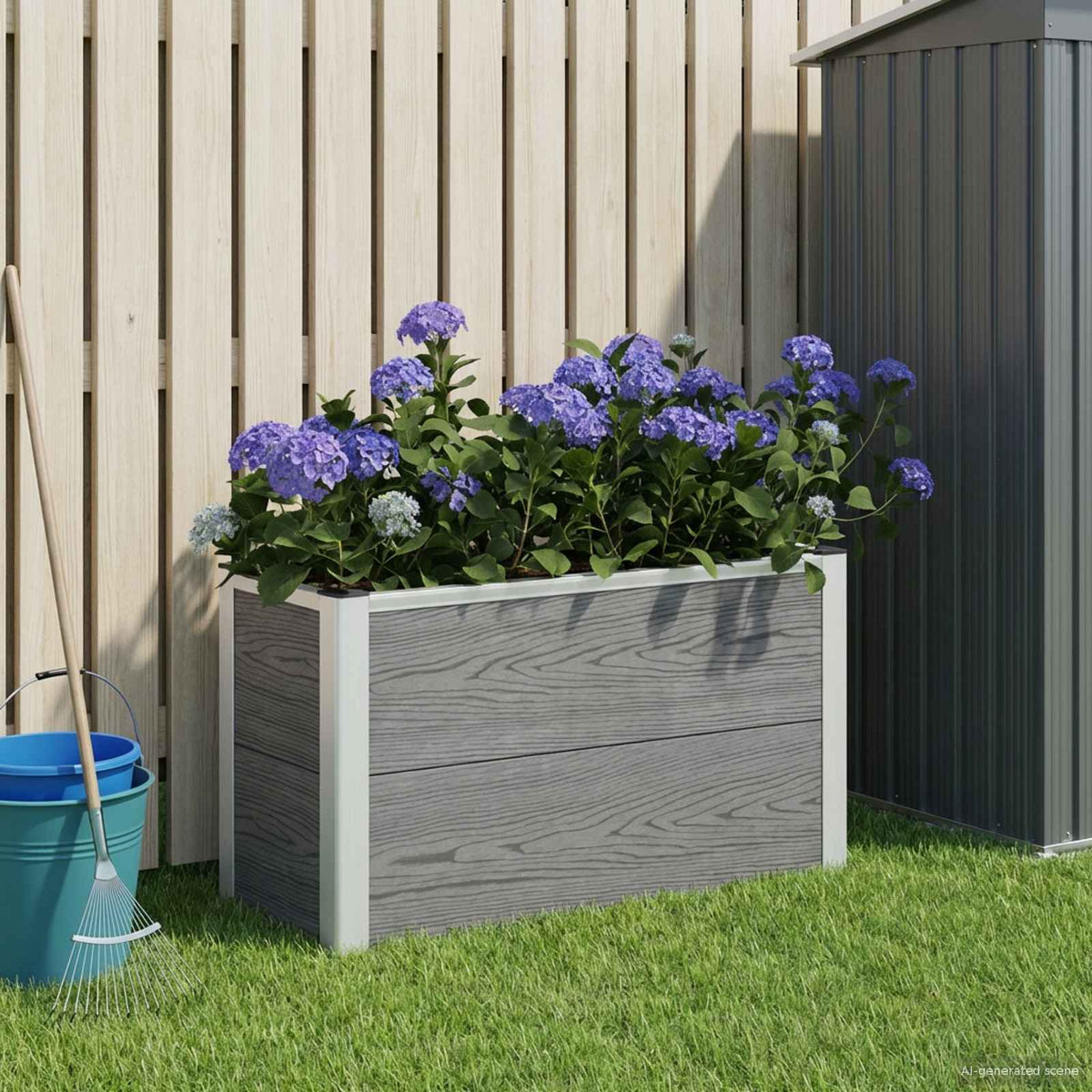 Garden Raised Bed Grey WPC and Aluminium 75 cm 42 cm