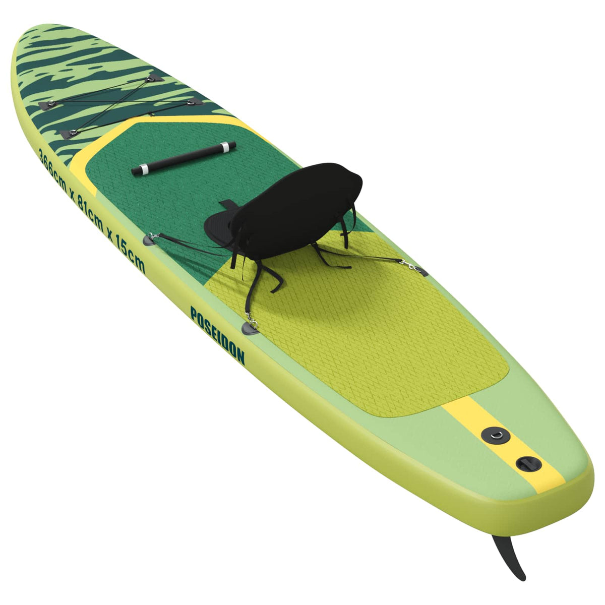 vidaXL SUP Board with Seat 2-in-1 POSEIDON 366 x 81 x 15 cm Green 6