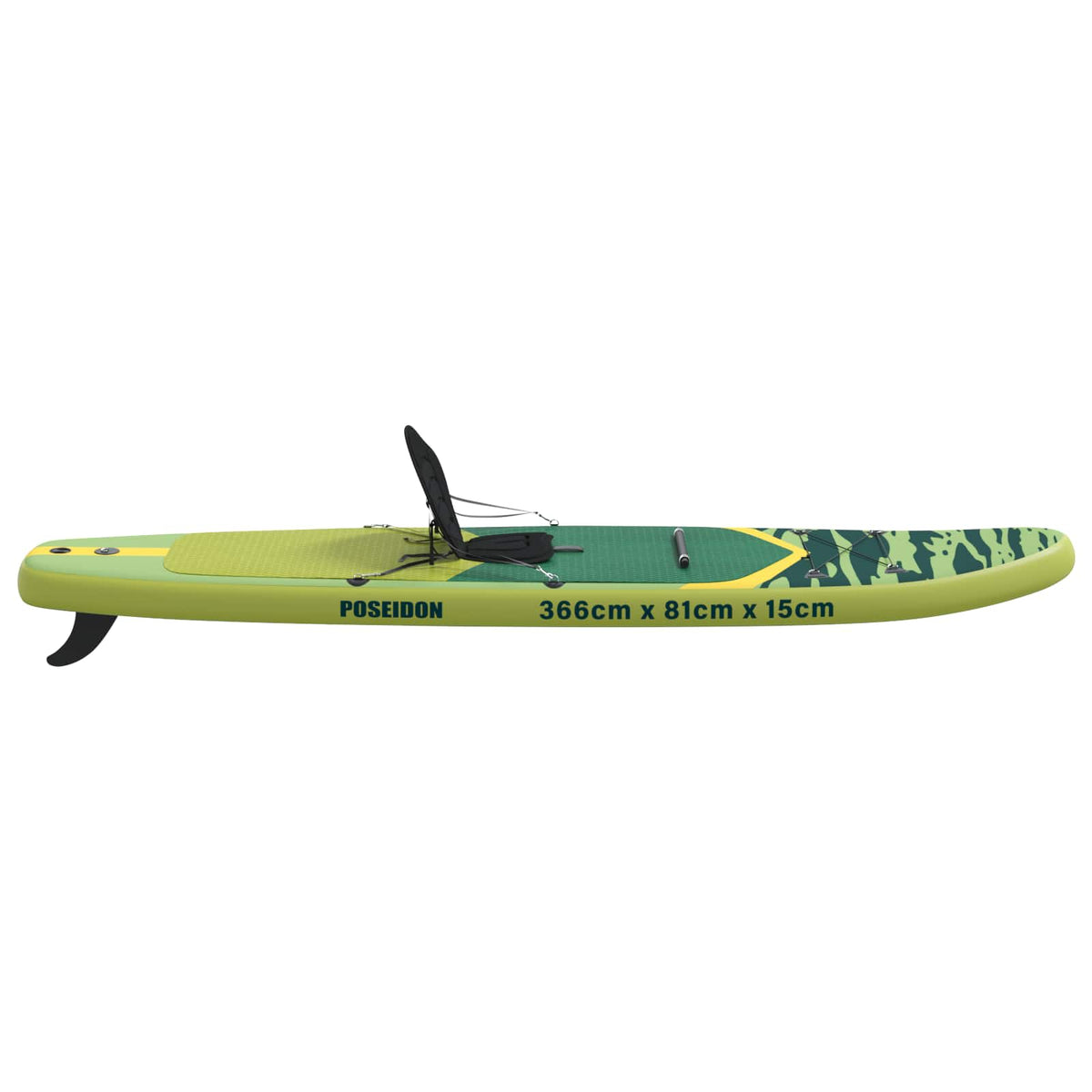 vidaXL SUP Board with Seat 2-in-1 POSEIDON 366 x 81 x 15 cm Green 5