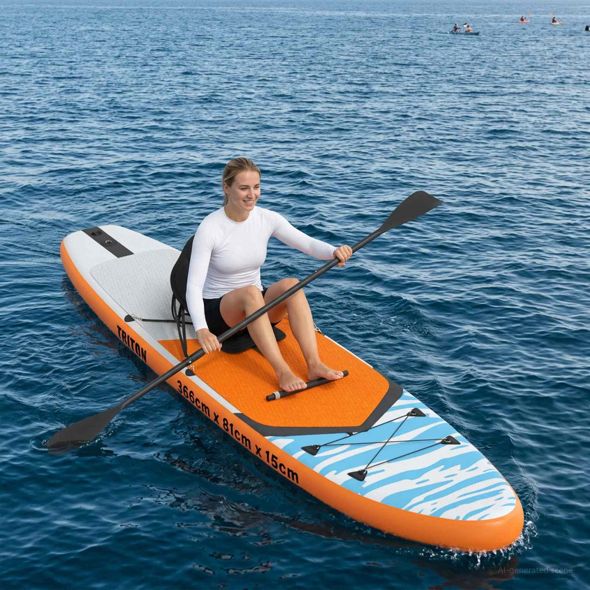 vidaXL SUP Board with Seat 2-in-1 TRITON 366 x 81 x 15 cm Blue 3