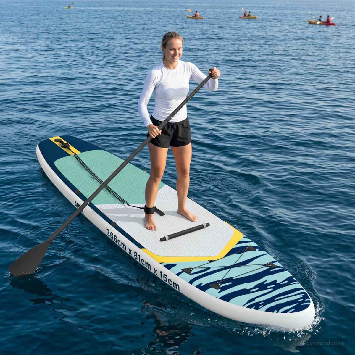 vidaXL SUP Board with Seat 2-in-1 APEX 366 x 81 x 15 cm Dark Blue 1