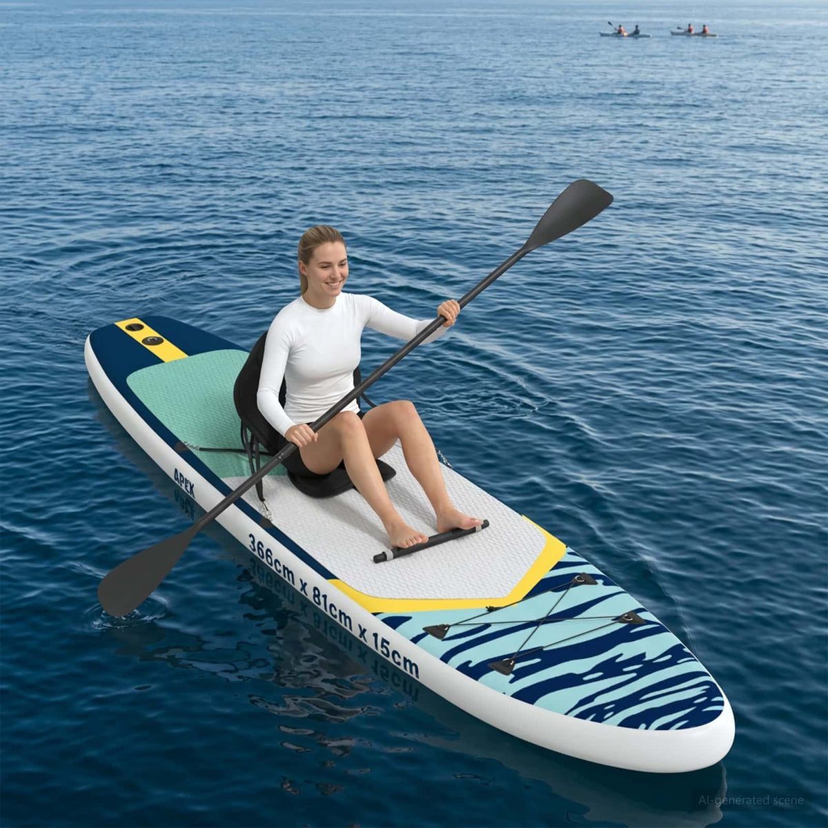 vidaXL SUP Board with Seat 2-in-1 APEX 366 x 81 x 15 cm Dark Blue 3