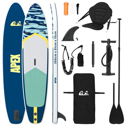 vidaXL SUP Board with Seat 2-in-1 APEX 366 x 81 x 15 cm Dark Blue 2