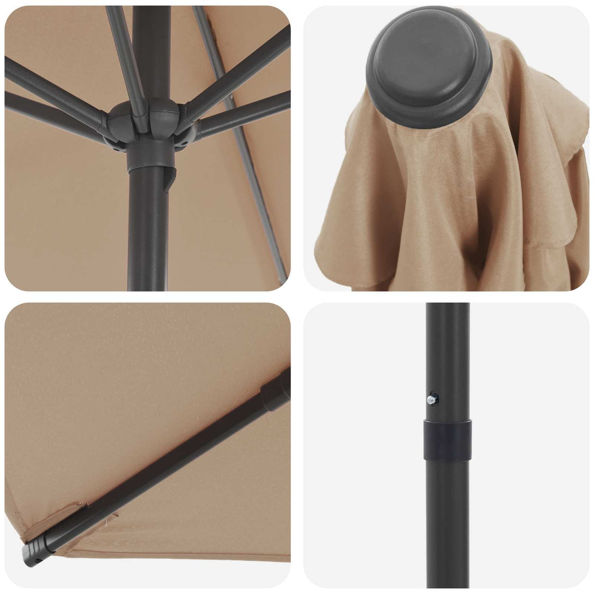 Garden Parasol Rectangular 2.3 x 2.3 m Polyester without Base Taupe