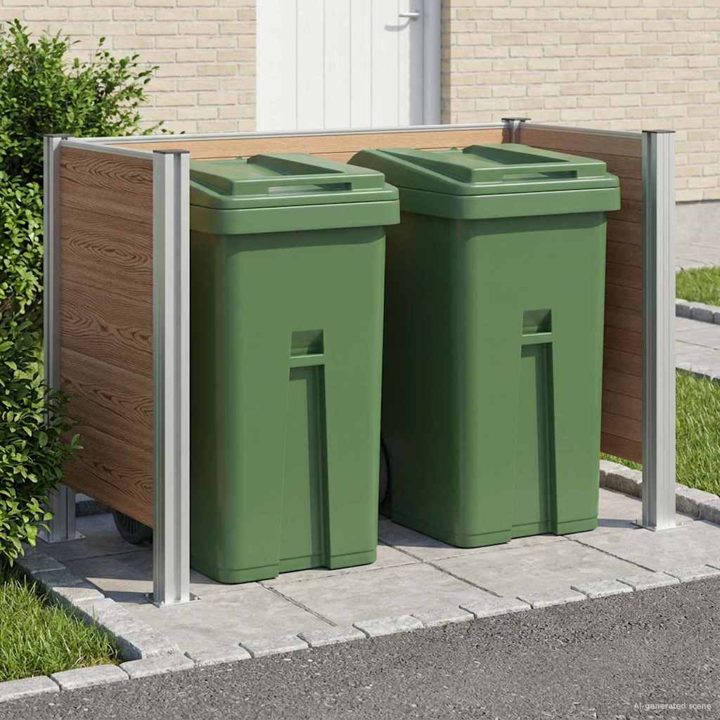 vidaXL Garbage Bin Fence Brown 161 x 85 x 115 cm Aluminium and WPC 1