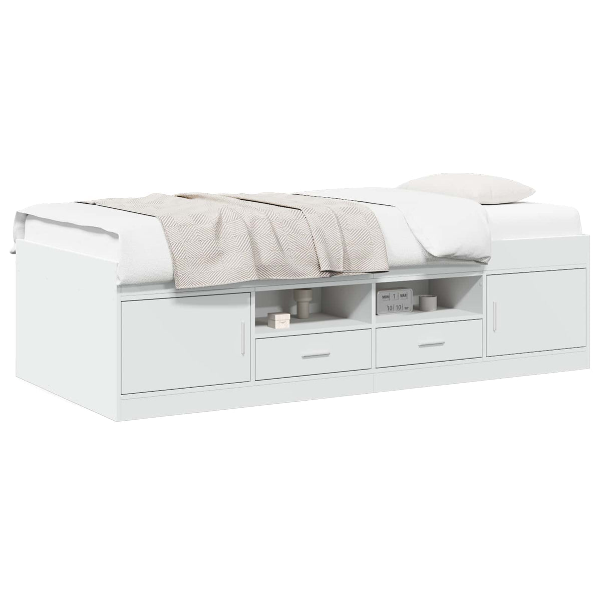 vidaXL Bed Frame with Storage White 80 x 200 cm Engineered Wood 2