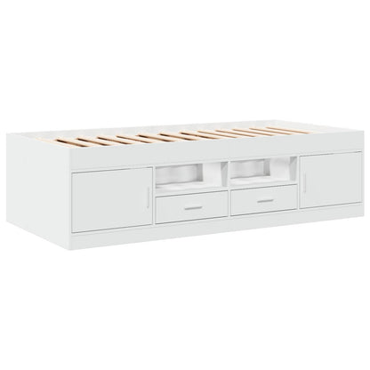 Daybed with Drawers without Mattress Length 200 cm White 80 cm