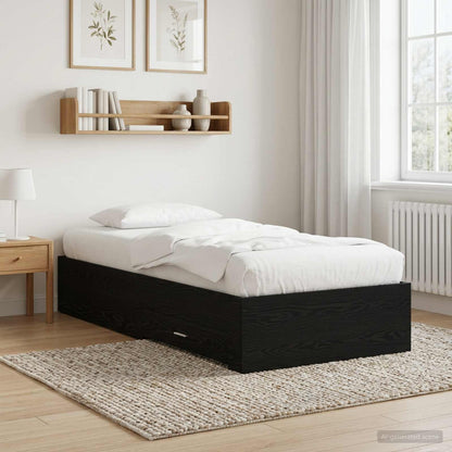 Bed Frame with Drawer Engineered Wood Length 200 cm Black Oak 80 cm