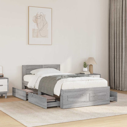 Bed Frame with Headboard without Mattress Grey Sonoma 80 x 200 cm