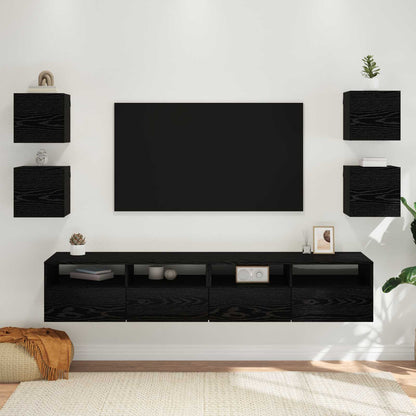 Wall-mounted TV Cabinet Set 30.5x30x30 cm 4 pcs Black oak