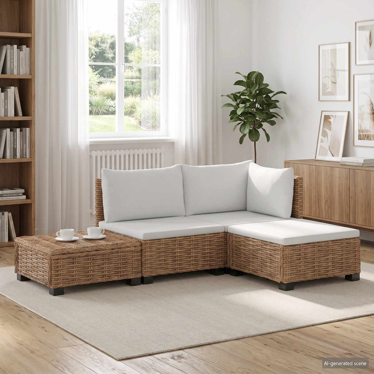 Cushions GENDT Rattan Natural Middle + footstool + corner + table