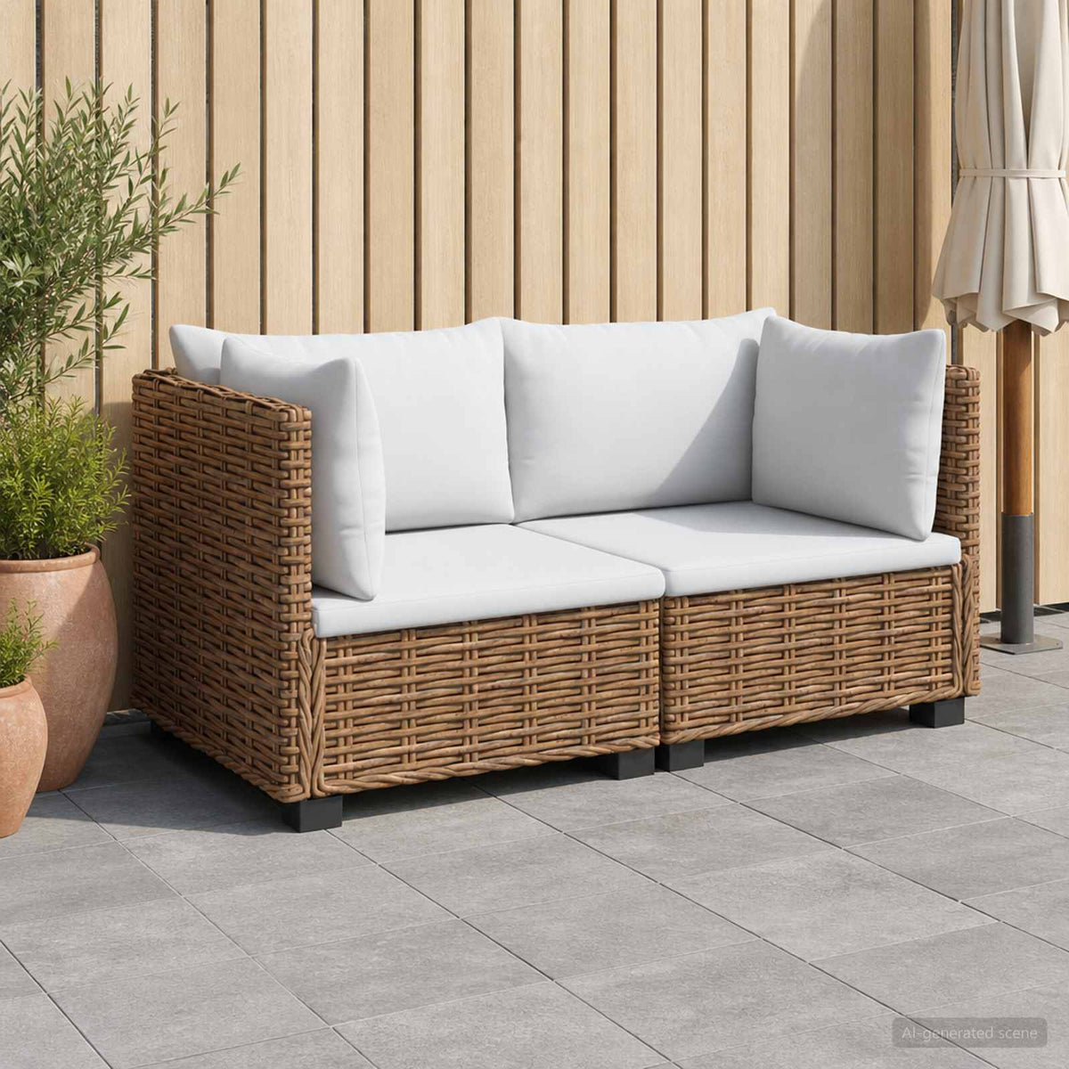 6 pcs Rattan Lounge Set with Cushions GENDT Rattan Natural 2x corner