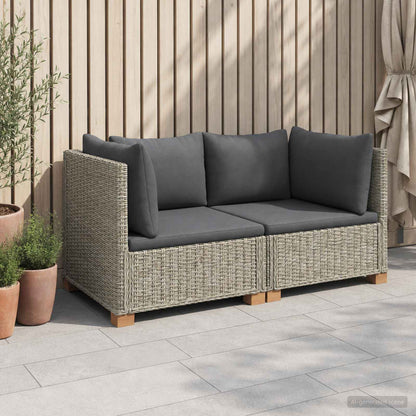 6 pcs Rattan Lounge Set with Cushions GENDT Natural Rattan Kubu Grey 2x corner